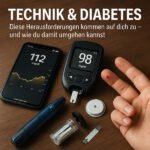Technik und Diabetes: Blutzuckerwerte werden mit CGM und Messgeräten überwacht, um Herausforderungen zu meistern. | © Name