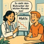 Ein Arzt erklärt einem Patienten den HbA1c-Wert zur Blutzuckerüberwachung bei Diabetes. | © Name