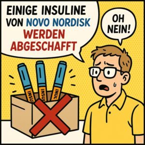 Ein besorgter Mann sieht eine Kiste mit abgelehntem Insulin, was die Herausforderungen im Diabetesmanagement verdeutlicht.