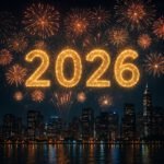 Feuerwerk erleuchtet den Nachthimmel mit 
