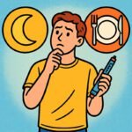 Ein nachdenklicher Junge mit Insulinpen, der über Blutzucker und Mahlzeiten nachdenkt. | © GlucoseCode