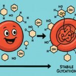 Eine Grafik zeigt die Glykierung von Blutzellen und deren Bedeutung für Diabetes-Management und Glukosekontrolle. | © Name