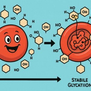 Eine Grafik zeigt die Glykierung von Blutzellen und deren Bedeutung für Diabetes-Management und Glukosekontrolle. | © Name