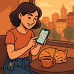 Eine Frau nutzt ihr Smartphone, um Blutzuckerwerte und Diabetes-Management mit Freude zu überwachen. | © hey_dabie