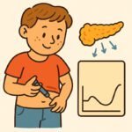 Ein Junge misst seinen Blutzucker mit einem CGM-Gerät und spritzt Insulin für sein Diabetes-Management. | © GlucoseCode