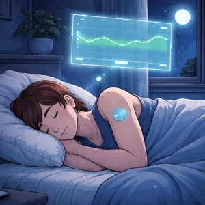 Ein schlafendes Kind mit einer Insulinpumpe und CGM überwacht den Blutzucker in der Nacht. | © GlucoseCode