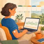 Eine Person analysiert Gesundheitsdaten_und_KI auf einem Laptop zur Blutzuckerüberwachung mit CGM. | © Name