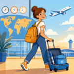 Eine Frau mit Diabetes reist mit einem Koffer voller medizinischer Geräte am Flughafen | © Name.
